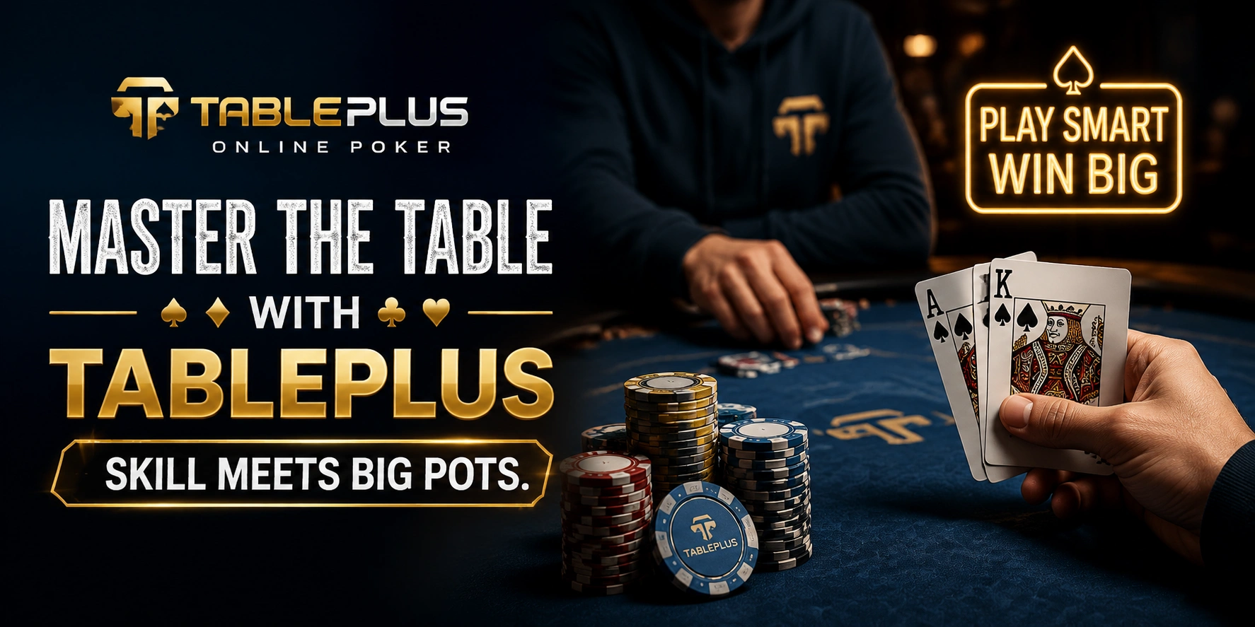 Poker table interface with a clean lobby view